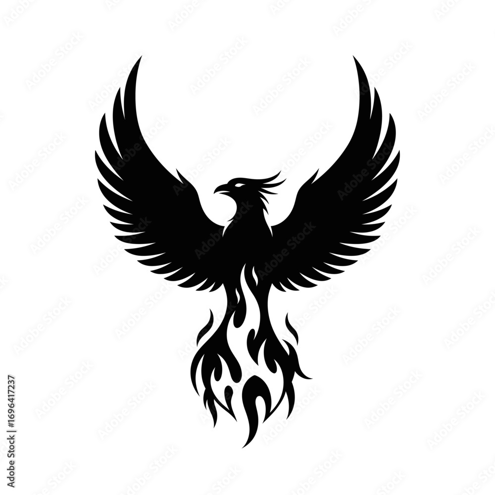Obraz premium Striking phoenix rising from flames, a symbol of rebirth and transformation, perfect for branding, mythology projects, and powerful visual storytelling with modern appeal