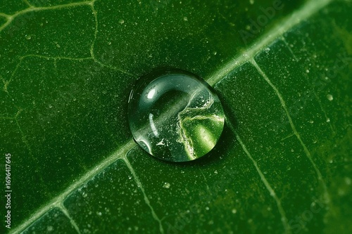 Macro shot of a vibrant green droplet