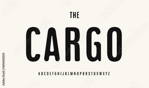 Condensed stencil alphabet, bold rounded letters, vintage industrial font for label logo, military sign headline, rugged typographic design, modern techno typography. Vector typeset.