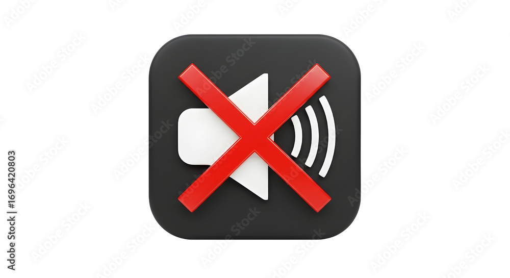 Obraz premium Mute speaker icon for silence isolated PNG with Transparent Background