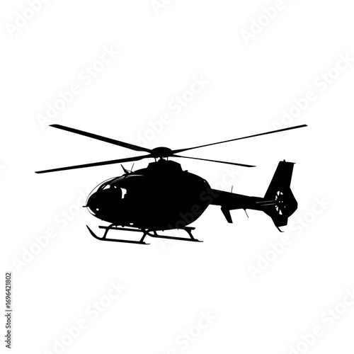 Sleek helicopter silhouette soaring above, ideal for aviation enthusiasts and transport themes, offering a bold and modern visual statement for impactful designs and presentations