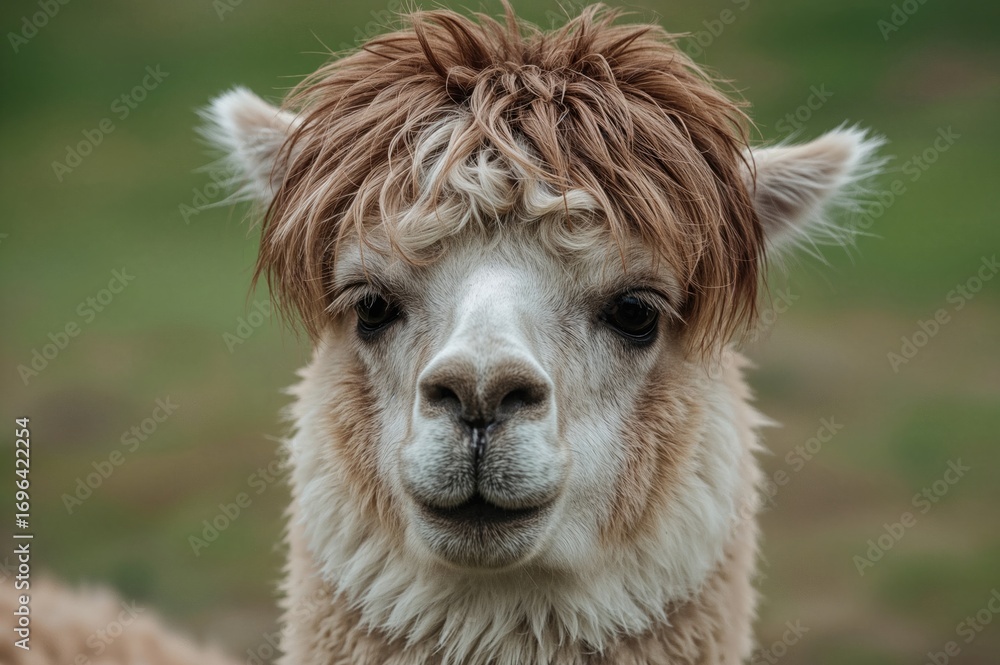 Obraz premium Detailed close-up of a pet alpaca's face