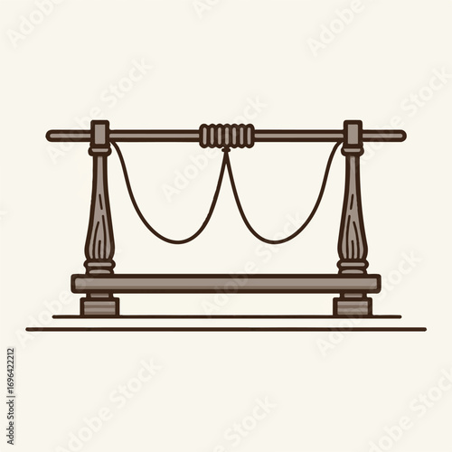 Simple illustration of a museum rope barrier vector graphic ideal for historical presentation designs and display management