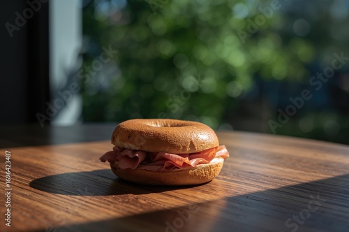 Tasty whole grain Bagel san...