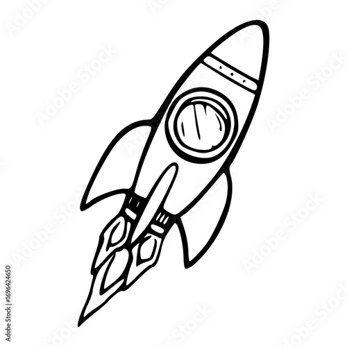 simple rocket ship outline drawing