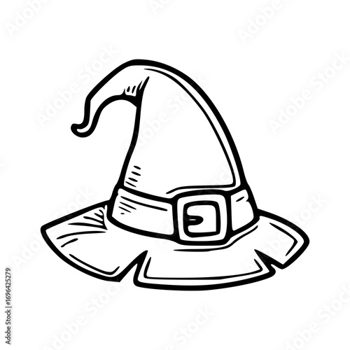 magic wizard hat with buckle drawing