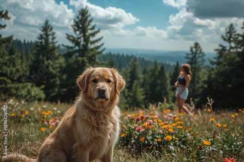 Canine resting with a sceni...