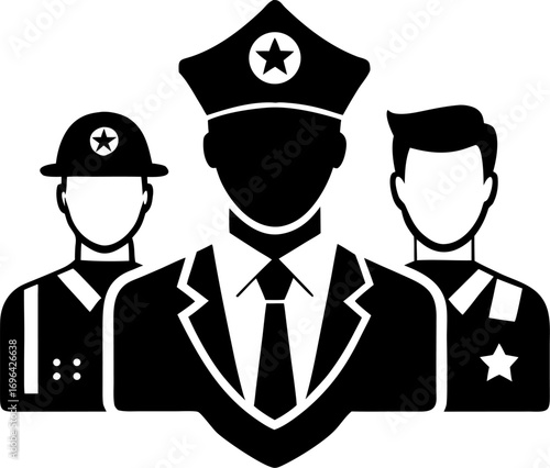 security poutines  silhouette icon vector on white background 