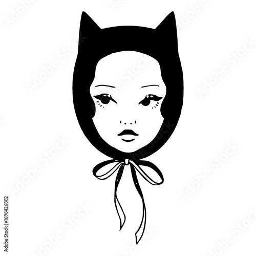 cute girl in a cat hood