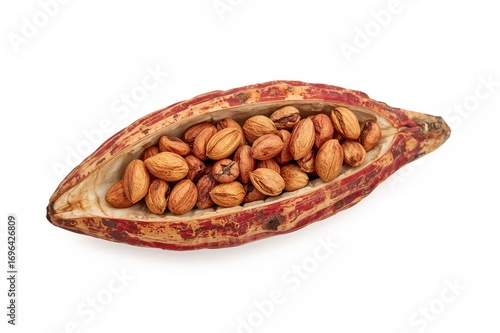 Red cocoa pod with dried be...
