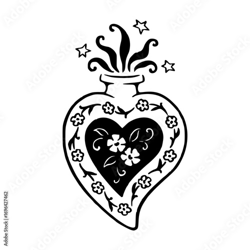 enchanted love elixir with floral ornament