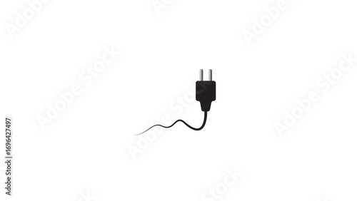 Sleek Black Plug Silhouette A Modern Icon of Connectivity and Electrical Power Simple Design