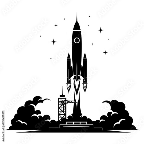 Powerful rocket launch soaring towards success, symbolizing innovation, exploration, and technological advancement for a modern and dynamic future in space ventures