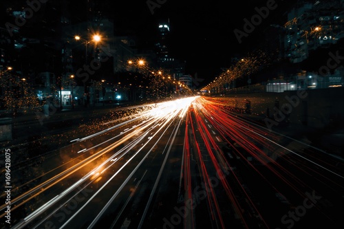 Blurred vehicle headlights ...