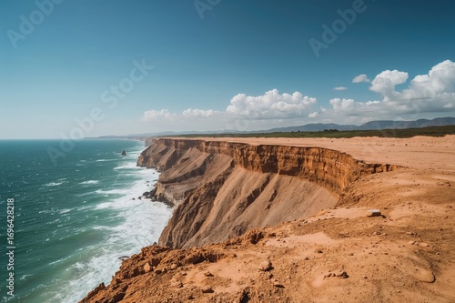 Eroding sandy bluff under a...
