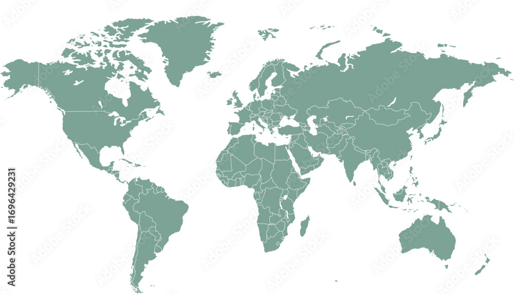 Obraz premium World map. Grey modern vector map. Silhouette.