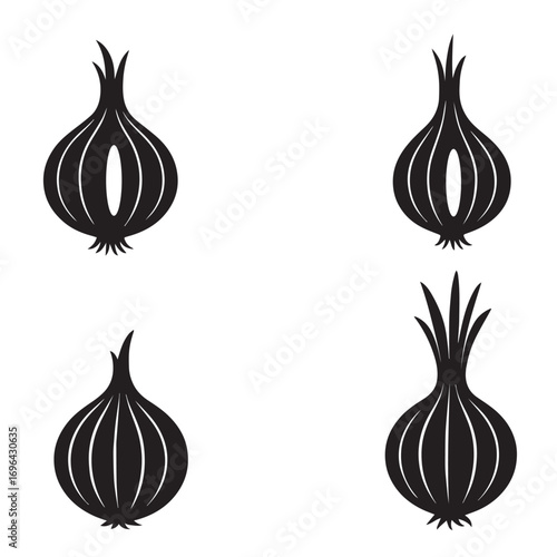 Onions silhouette vector on white background