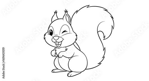 Adorable winking squirrel cartoon character drawing for kids fun and education activities