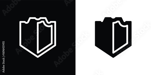 shield icon, protective shield illustration, shield icon isolated on black and white background, suitable for use in applications, business, anti-virus, and etc