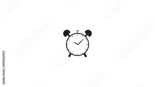 A Simple Black and White Illustration of an Alarm Clock Depicting the Concept of Time