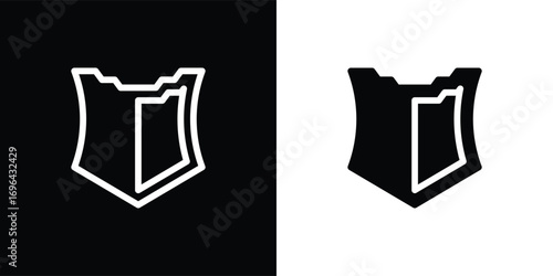shield icon, protective shield illustration, shield icon isolated on black and white background, suitable for use in applications, business, anti-virus, and etc