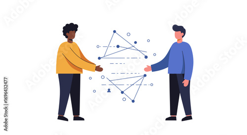 Modern Teamwork & Inclusion: Diverse Stylized Professionals Engaging in Collaborative Dialogue