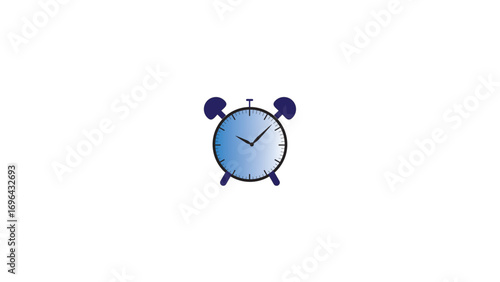 Stylish Blue Alarm Clock Illustration Against White Backdrop Depicting Timelessness and Wakefulness with Nostalgic Charm and Elegant Design