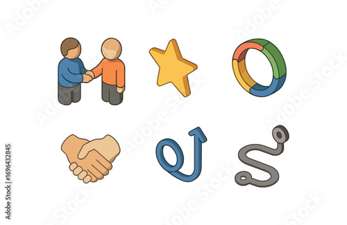 isometric icon items isolated on white background close relationship holding hands icon unity ring bond line life path