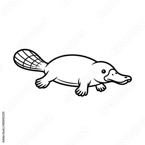 platypus on colouring page. this animal called extinct animal 