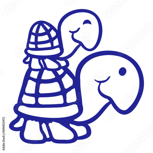 2 turtles piggyback mummy daddy child riding cute