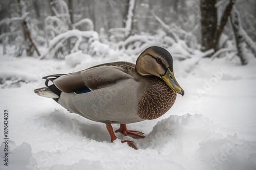 Winter Snow with a Duck