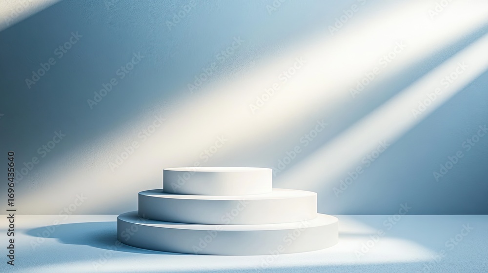 Fototapeta premium Minimalist Display Platform with Soft Light and Shadows in Studio