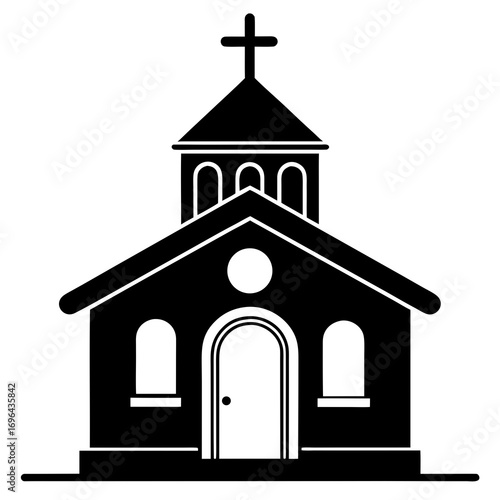 Wooden Chapel a simple vector clean black silhouette design white background