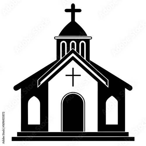 Wooden Chapel a simple vector clean black silhouette design white background