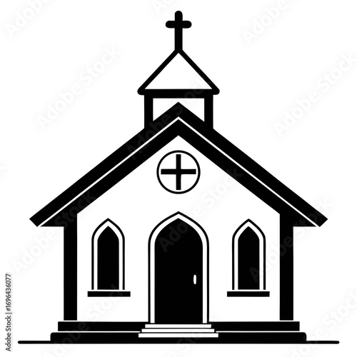 Wooden Chapel a simple vector clean black silhouette design white background