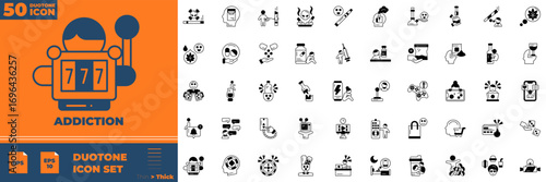 Addiction Duotone Icon Set.