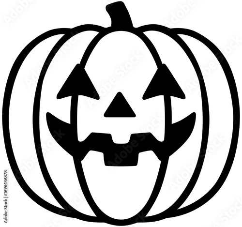 Minimalist Linear Halloween Pumpkin Face Vector Illustration