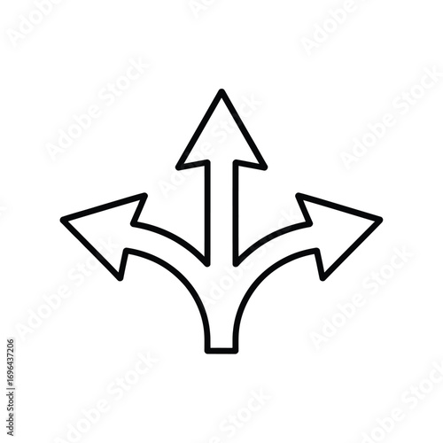 Three branching arrows pointing in different directions