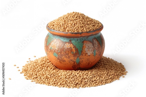 Vibrant clay vessel brimmin...