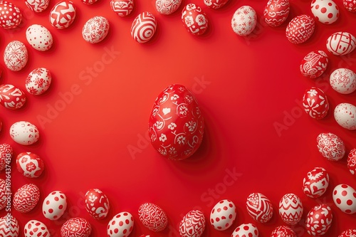 Bright red backdrop featuri...
