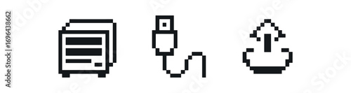 Simple icon NAS icon external cable backup icon pixel art icons style isolated on transparent background