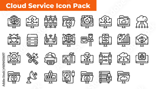 Cloud Service and Data Storage Vector Concept icon pack