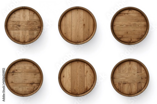 Various wooden barrels show...