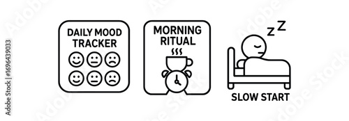 Outline icon different items daily mood tracker morning ritual slow start icon perfect icons style isolated on transparent background