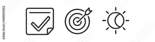 Outline icon different items time sticky intuitive goal symbol sun and moon cycle perfect icons style isolated on transparent background