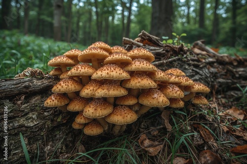 Group of fungi sprouting fr...