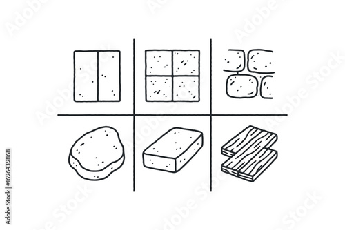 hand drawn cute doodle style line isolated on white background tile side edge grout seam mortar fill joint stone slab floor plank