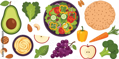 Vibrant collection of fresh ingredients for a healthy meal