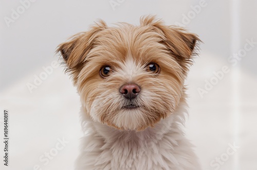 Adorable Hybrid Dog Against...