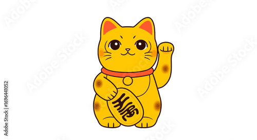 Cartoon maneki neko lucky wealth prosperity cat illustration japanese art design vector graphic asia on transparent background